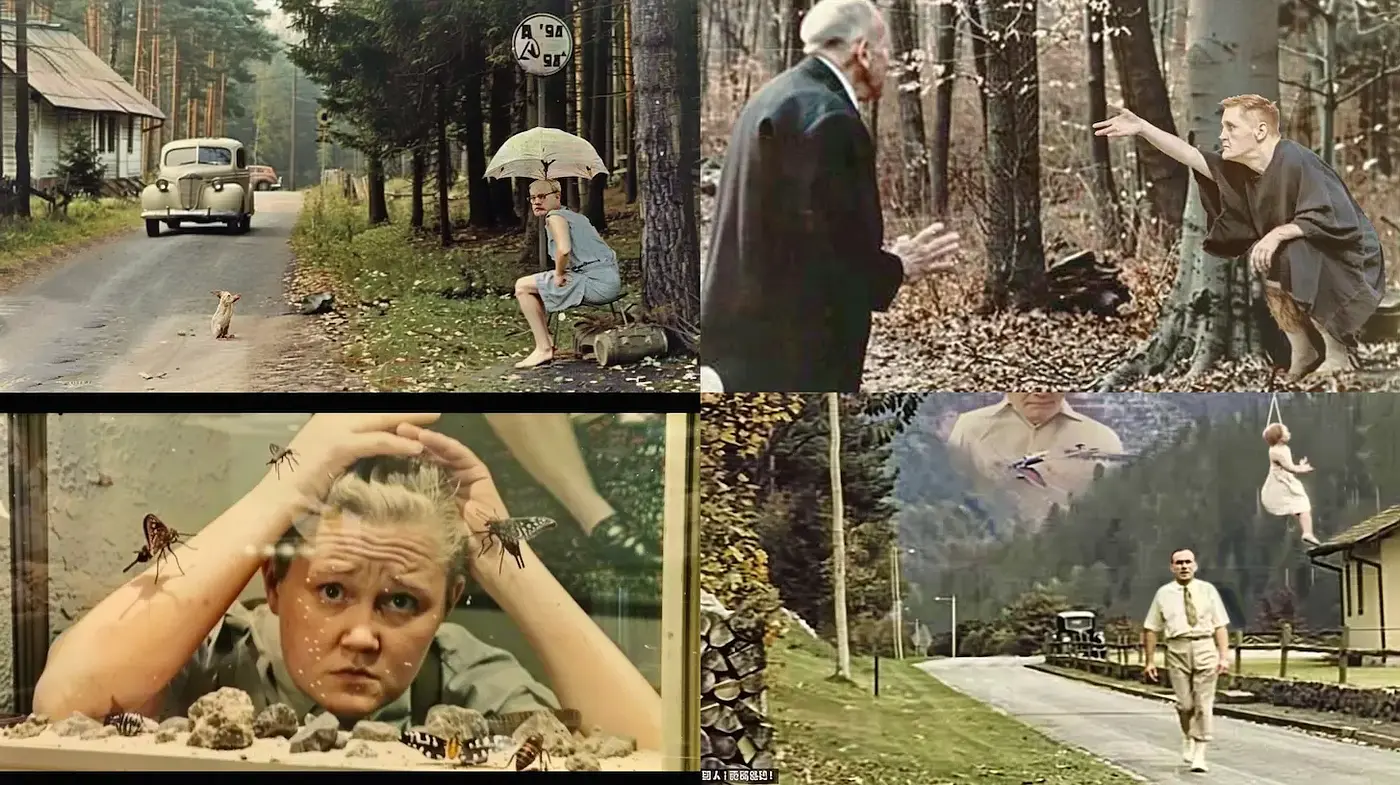 Surrealistic Vintage Nostalgia with Nature and Human Interaction - Midjourney sref style