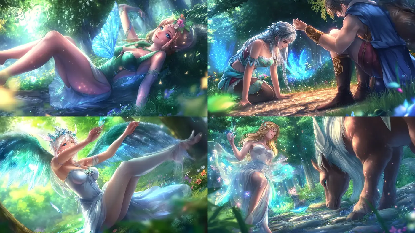 Enchanted Forest Dreamscape: A Luminous Blend of Magic and Nature - Midjourney sref style