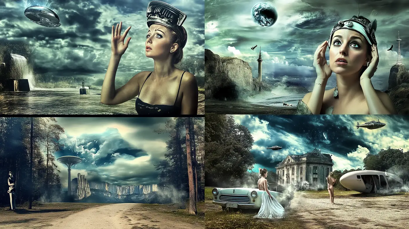 Surrealistic Exploration of Retrofuturistic Dreams - Midjourney sref style