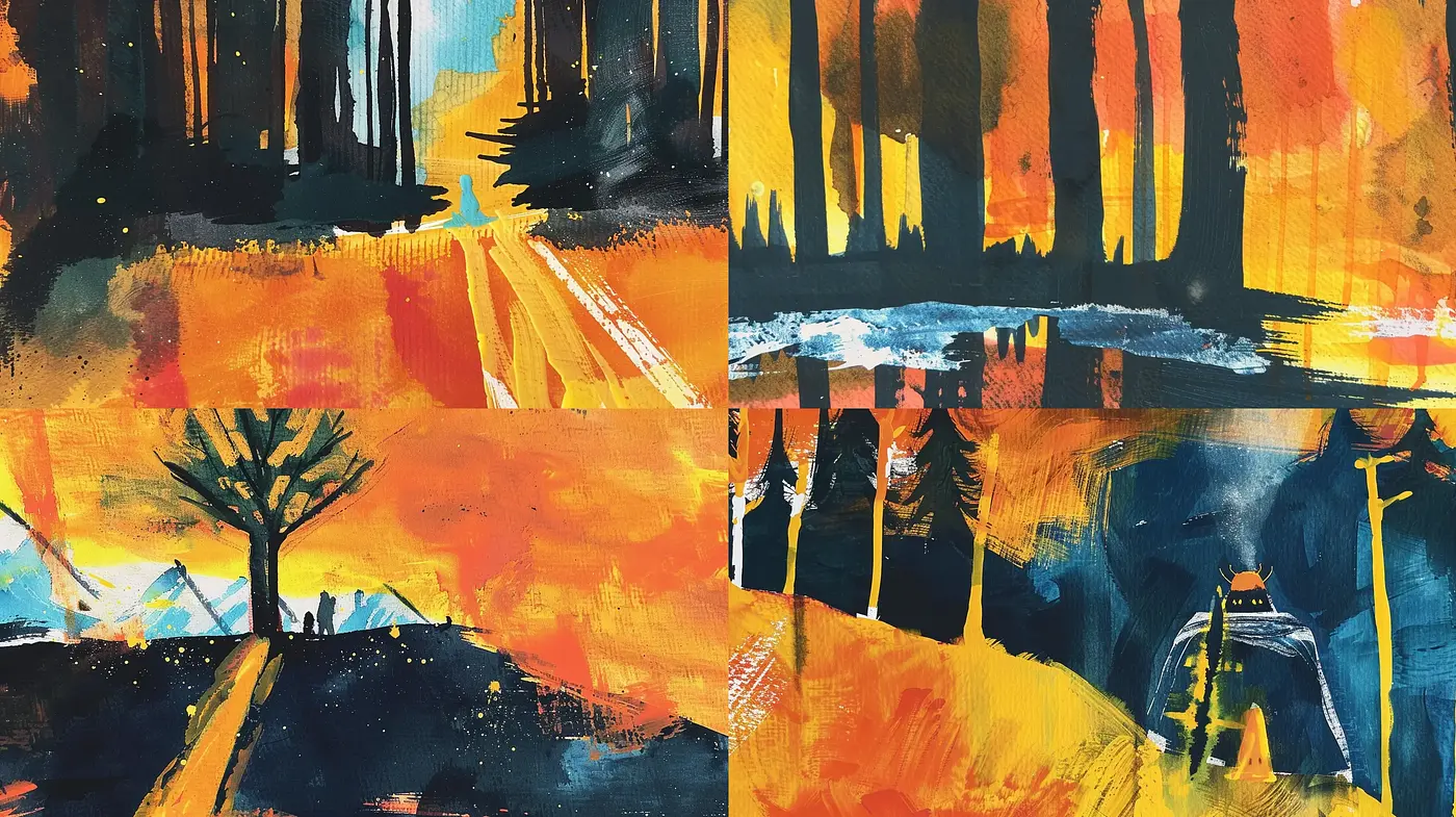 Vibrant Expressionist Journey Through Stylized Landscapes - Midjourney sref style