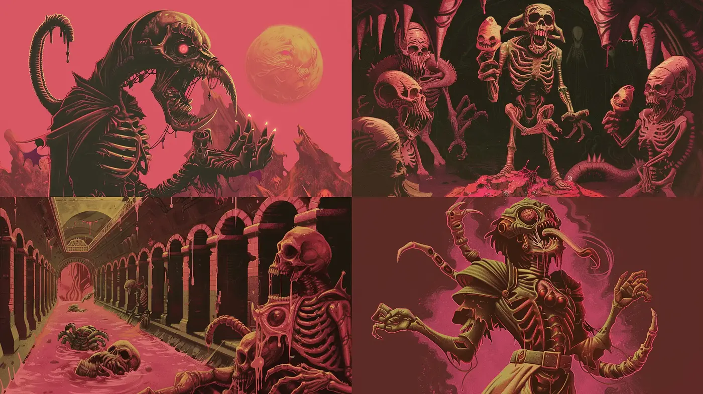 Gothic Horror and Surreal Nightmare Fusion - Midjourney sref style