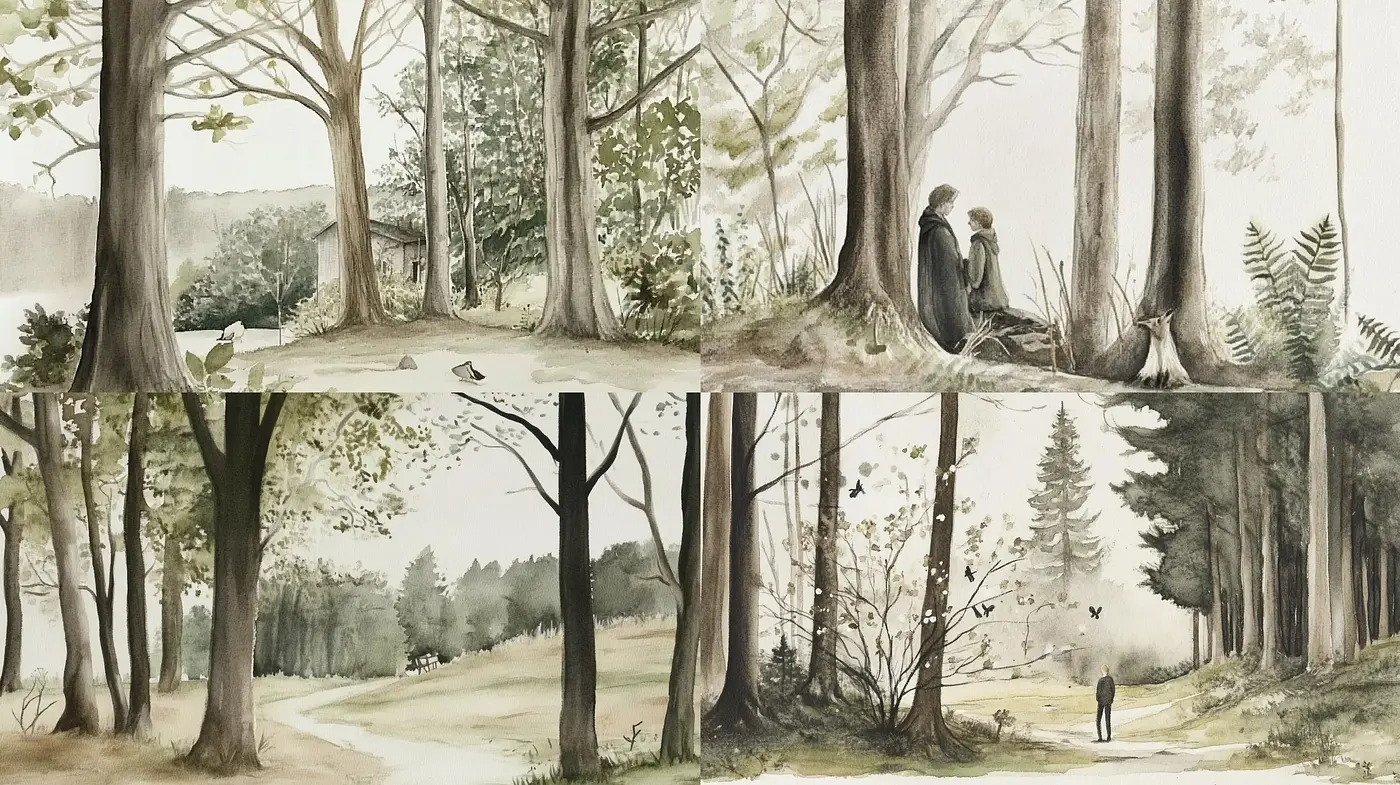 Tranquil Watercolor Pastoral Vistas - Midjourney sref style