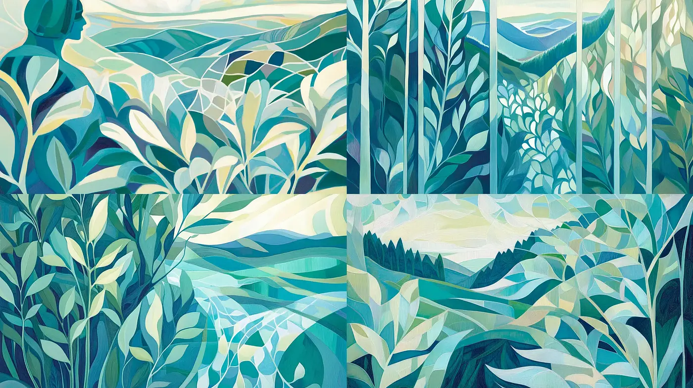 Serene Tapestry of Stylized Botanical Mosaics - Midjourney sref style