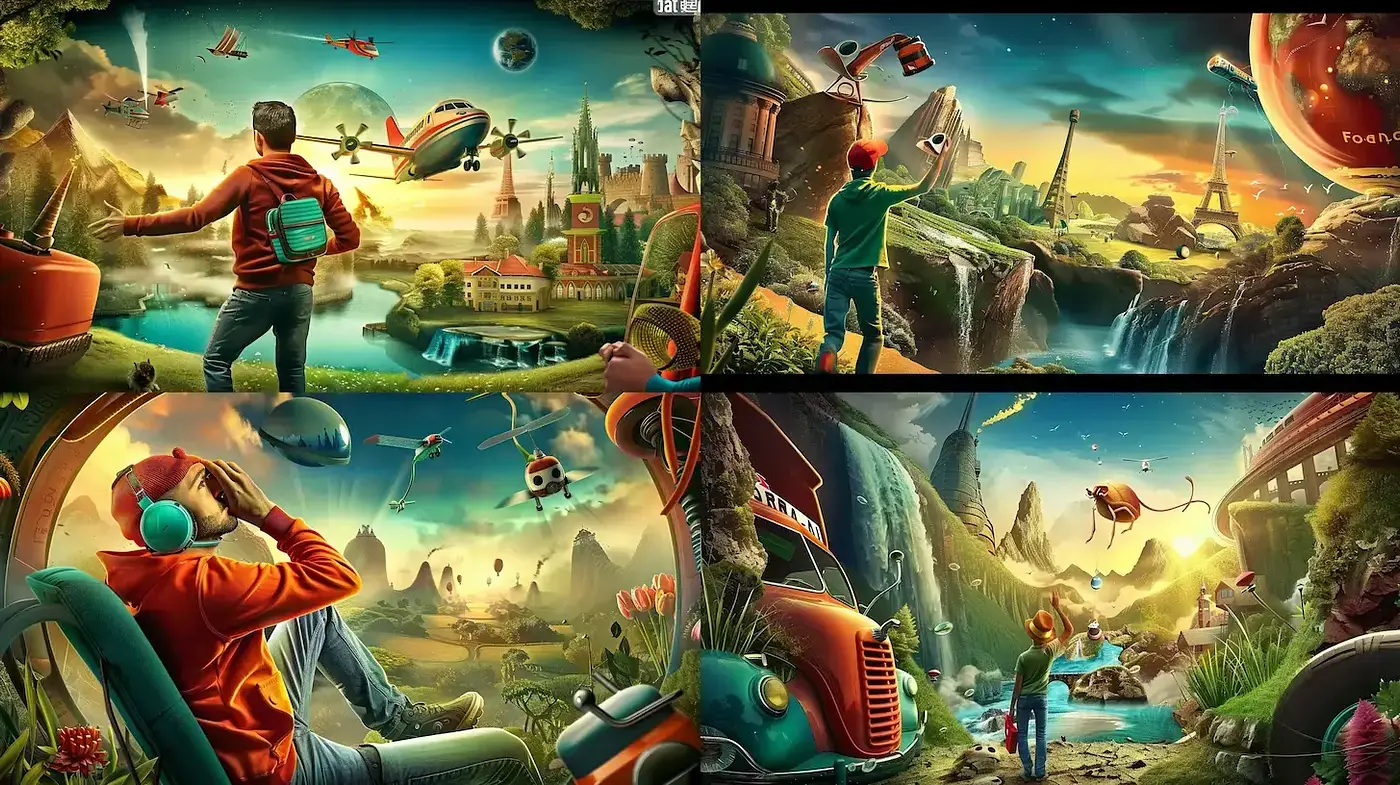Surrealistic Adventure Landscapes with a Whimsical Touch - Midjourney sref style