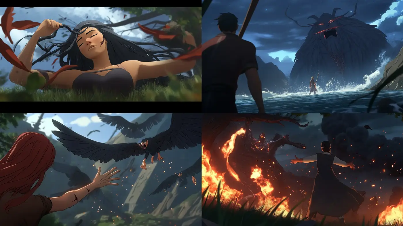 Epic Narrative Canvas: A Cinematic Brushstroke Journey - Midjourney sref style