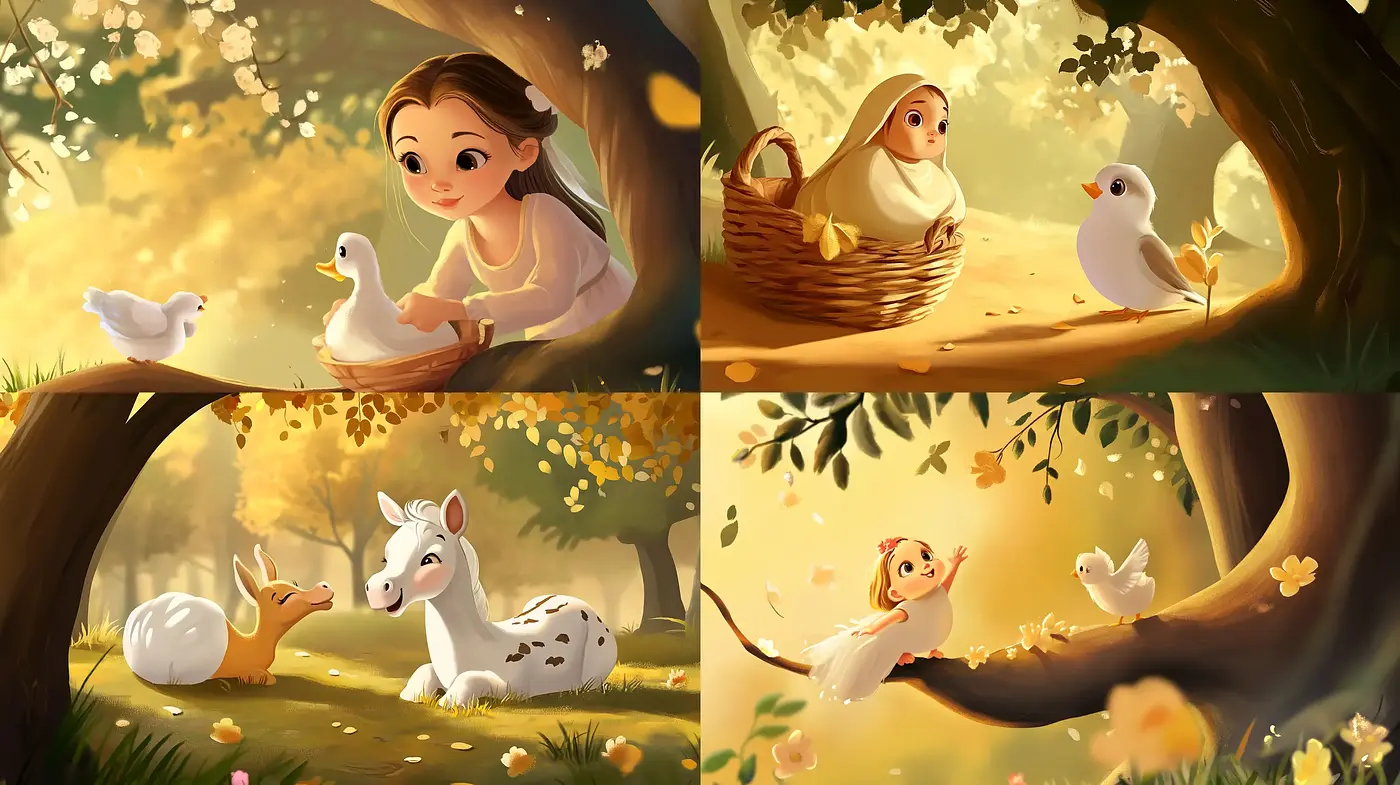 Enchanted Golden Hour: A Whimsical Nature-Inspired Illustration Series - Midjourney sref style