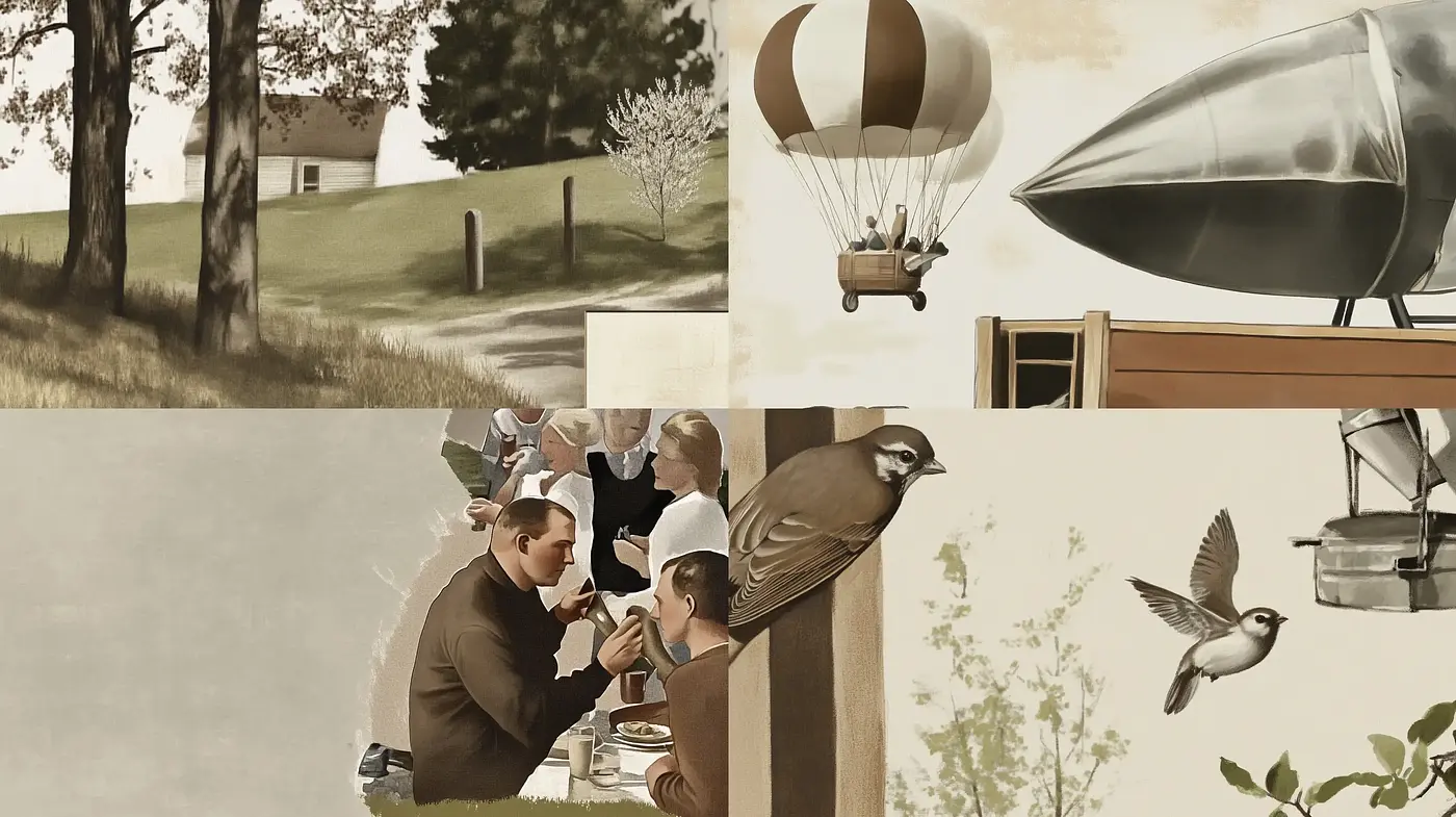 Elegant Sepia Airbrushed Vignettes - Midjourney sref style