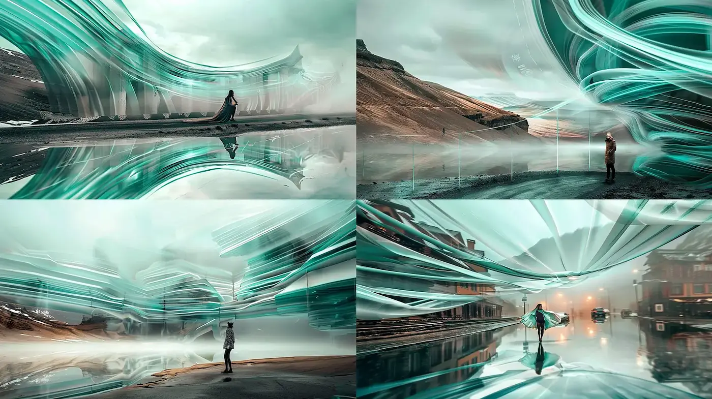 Mystical Futuristic Landscape with Ethereal Textures - Midjourney sref style