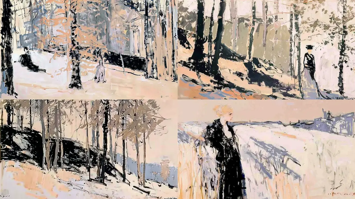 Reflections of Nature in a Vintage Impressionistic Style - Midjourney sref style