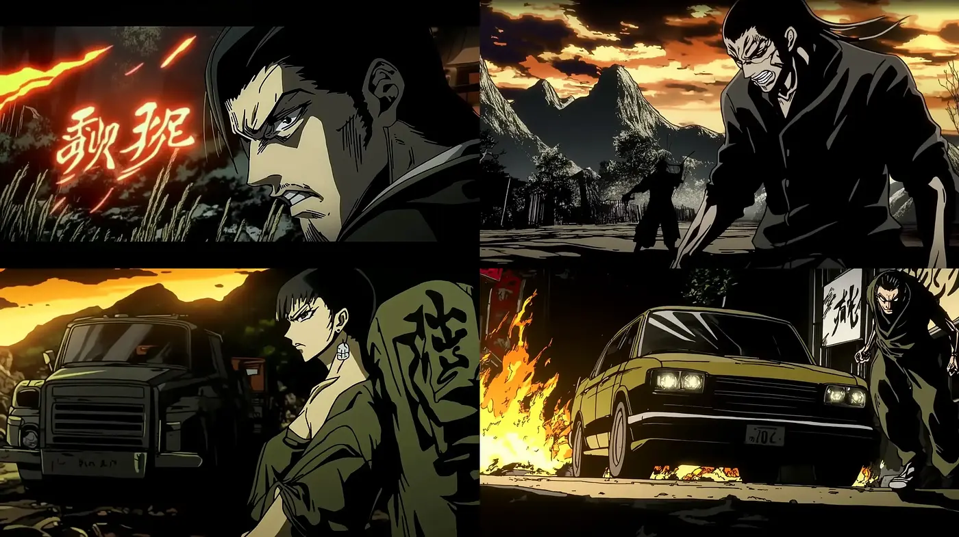 Nocturnal Hues in Stylized Anime Drama - Midjourney sref style
