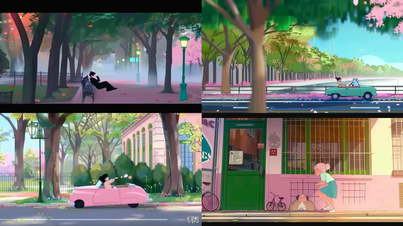 Whimsical Pastel Streetscapes with a Contemporary Animated Essence - Midjourney sref style