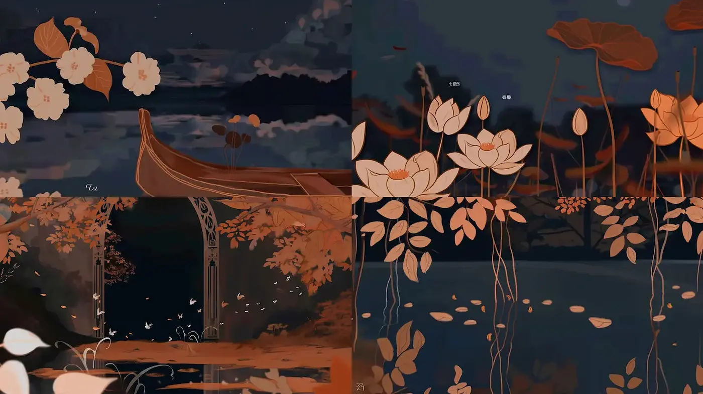 Harmonious blend of serene landscapes and ethereal nature elements - Midjourney sref style