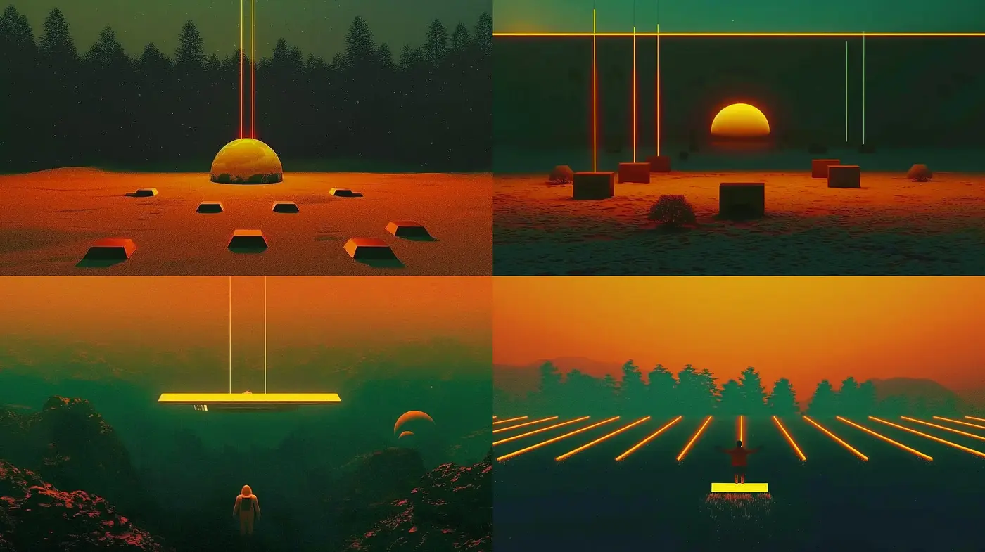 Surreal Twilight Synthwave Visions - Midjourney sref style