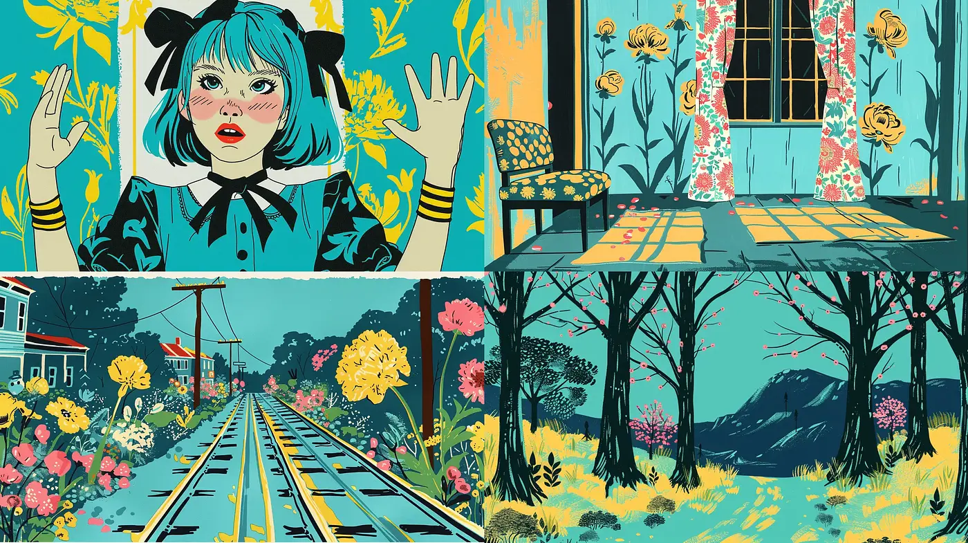 Contemporary Nostalgic Illustrations with a Whimsical Twist - Midjourney sref style