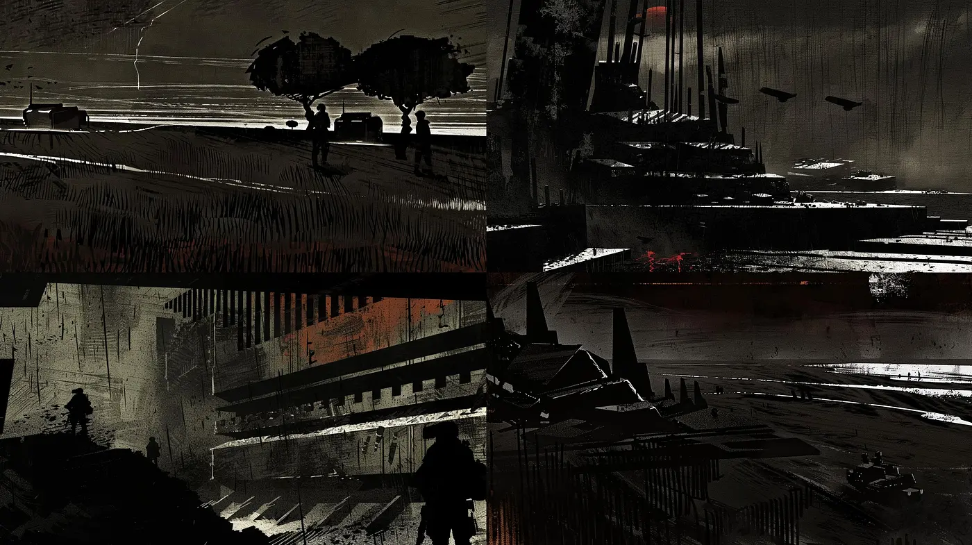 Monochromatic Nocturne: An Ode to Textured Shadows and Futuristic Forms - Midjourney sref style