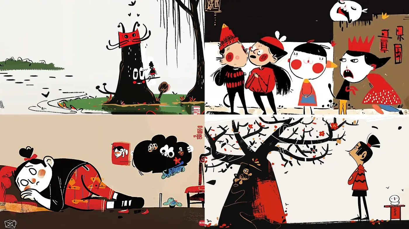 Whimsical Folklore-Inspired Narrative Illustrations - Midjourney sref style