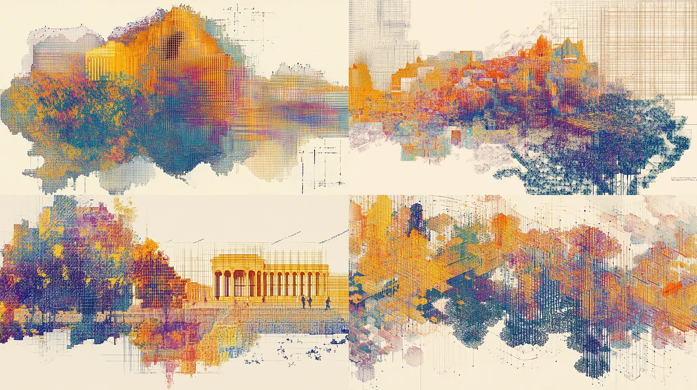 Digitally Woven Autumnal Tapestry: Ethereal Fusion of Nature and Pixel Art - Midjourney sref style