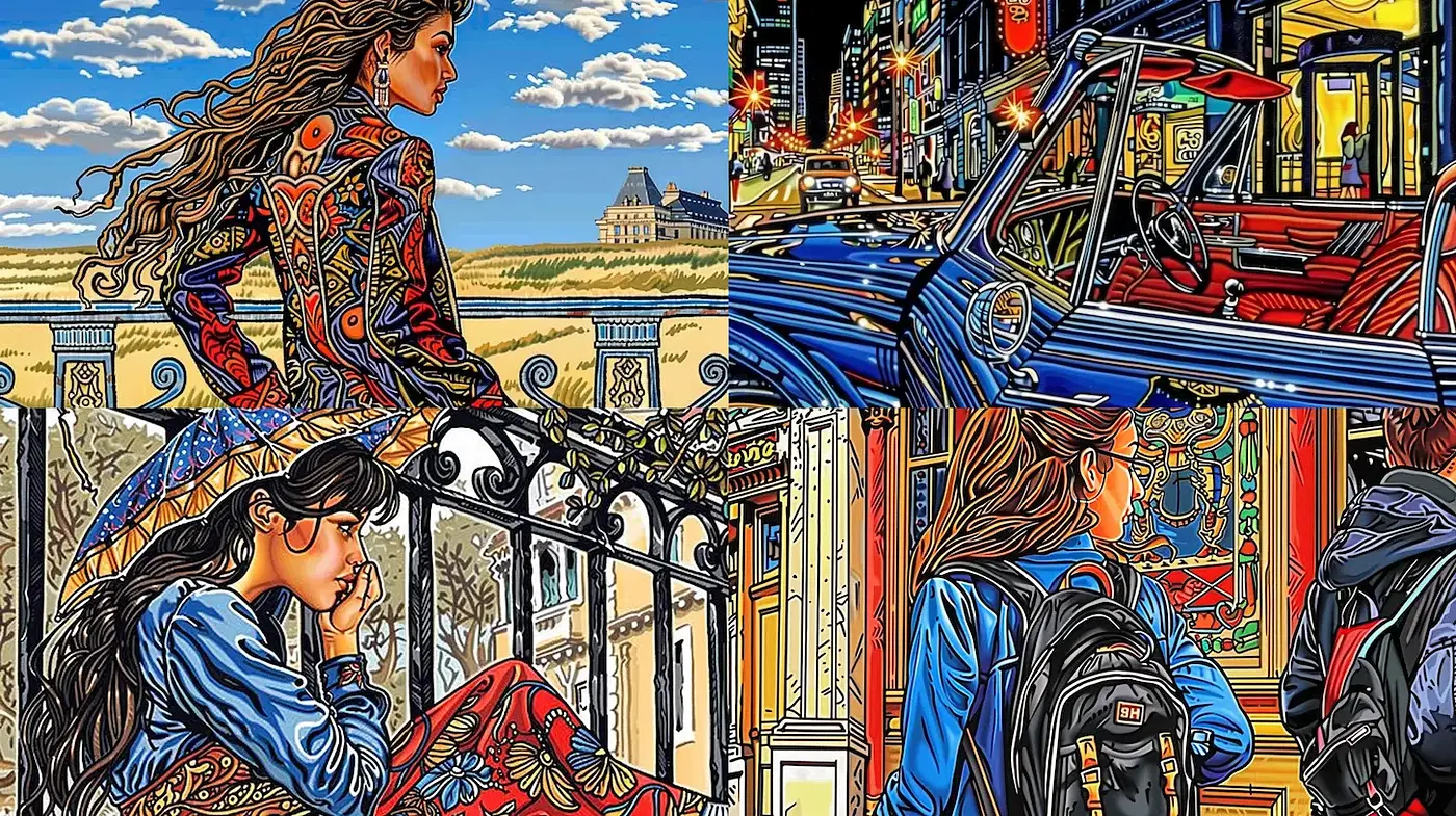 Vibrant and Whimsical Illustrations with Art Nouveau Influences - Midjourney sref style