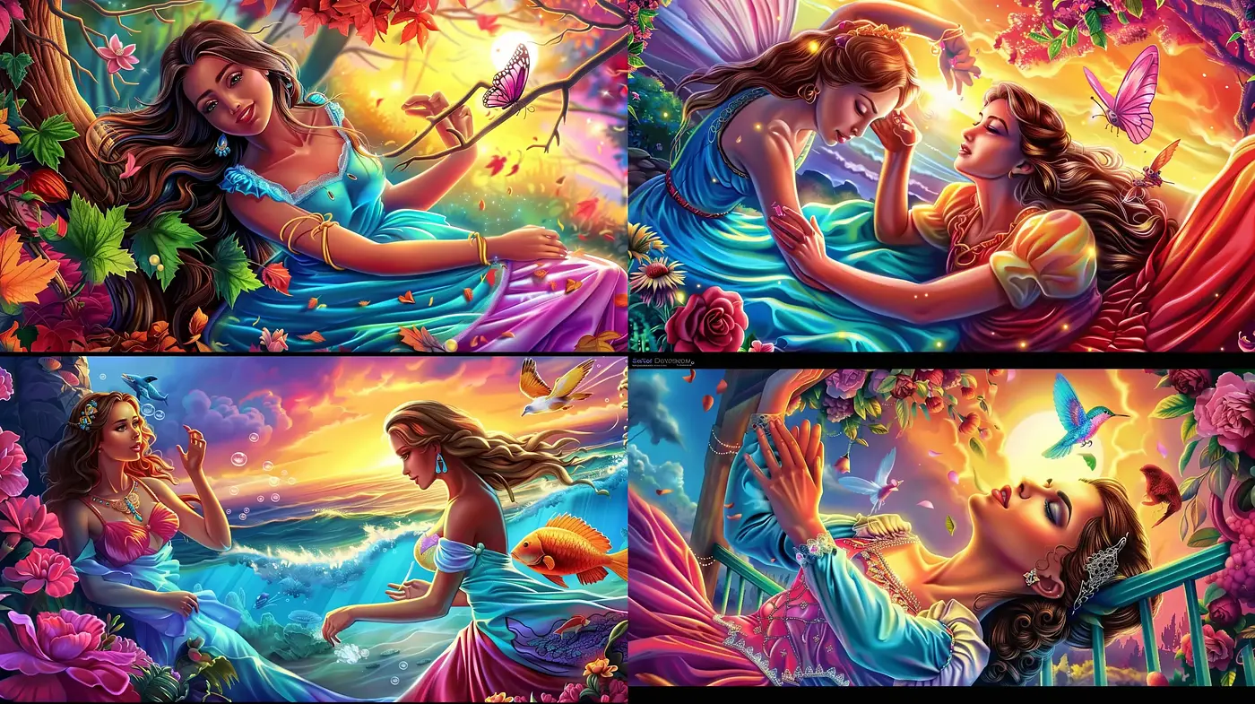 Ethereal Sunset Dreams: A Fantastical Synthesis of Light and Nature - Midjourney sref style