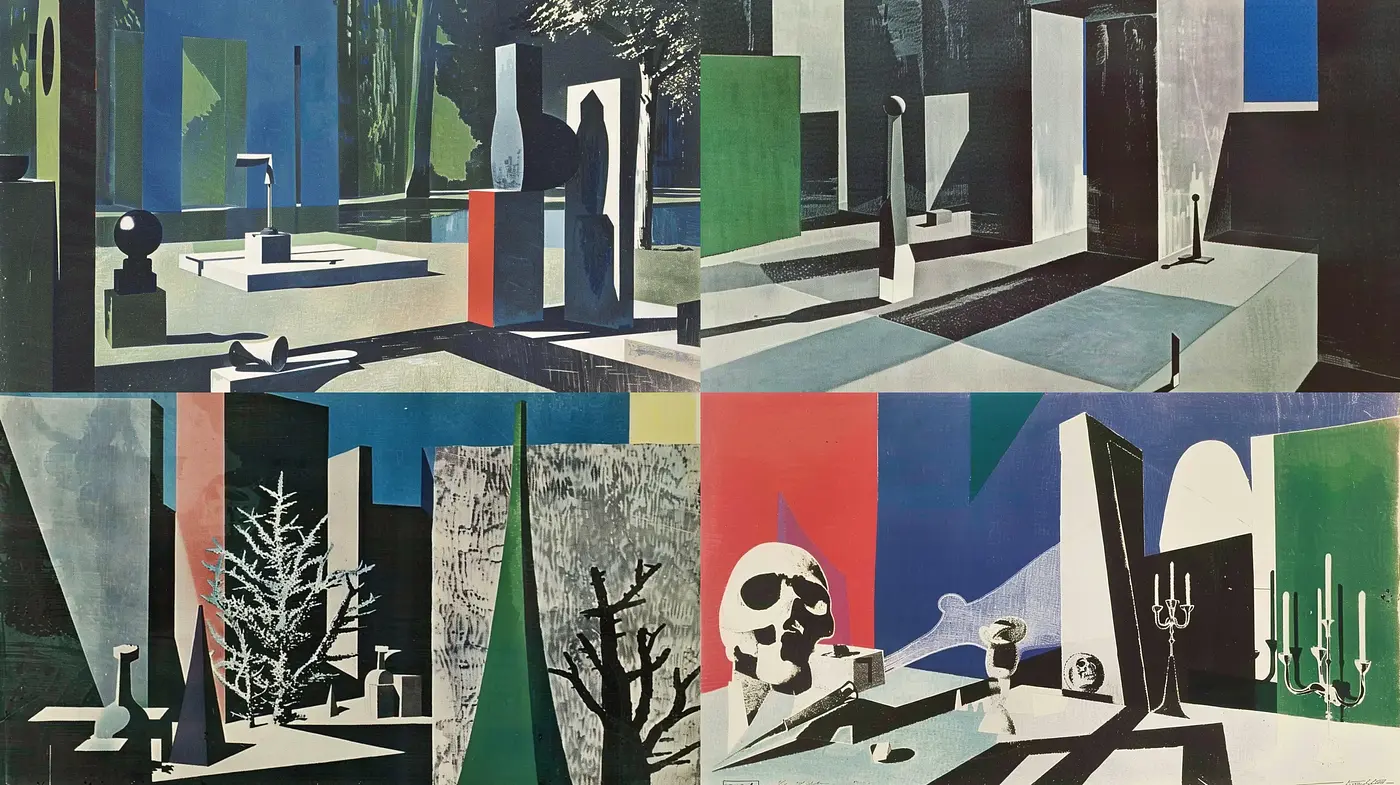 Surrealistic Geometric Shadows and Forms - Midjourney sref style