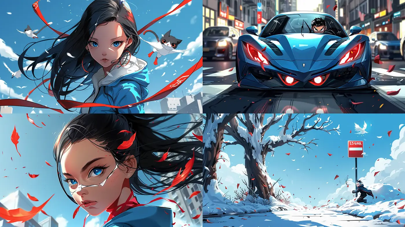 Dynamic Elegance in a Modern Anime-Inspired Digital Canvas - Midjourney sref style
