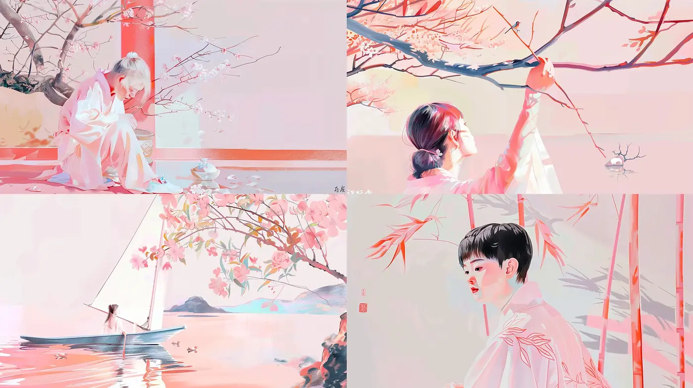 Ethereal Cherry Blossom Dreamscape in Pastel - Midjourney sref style