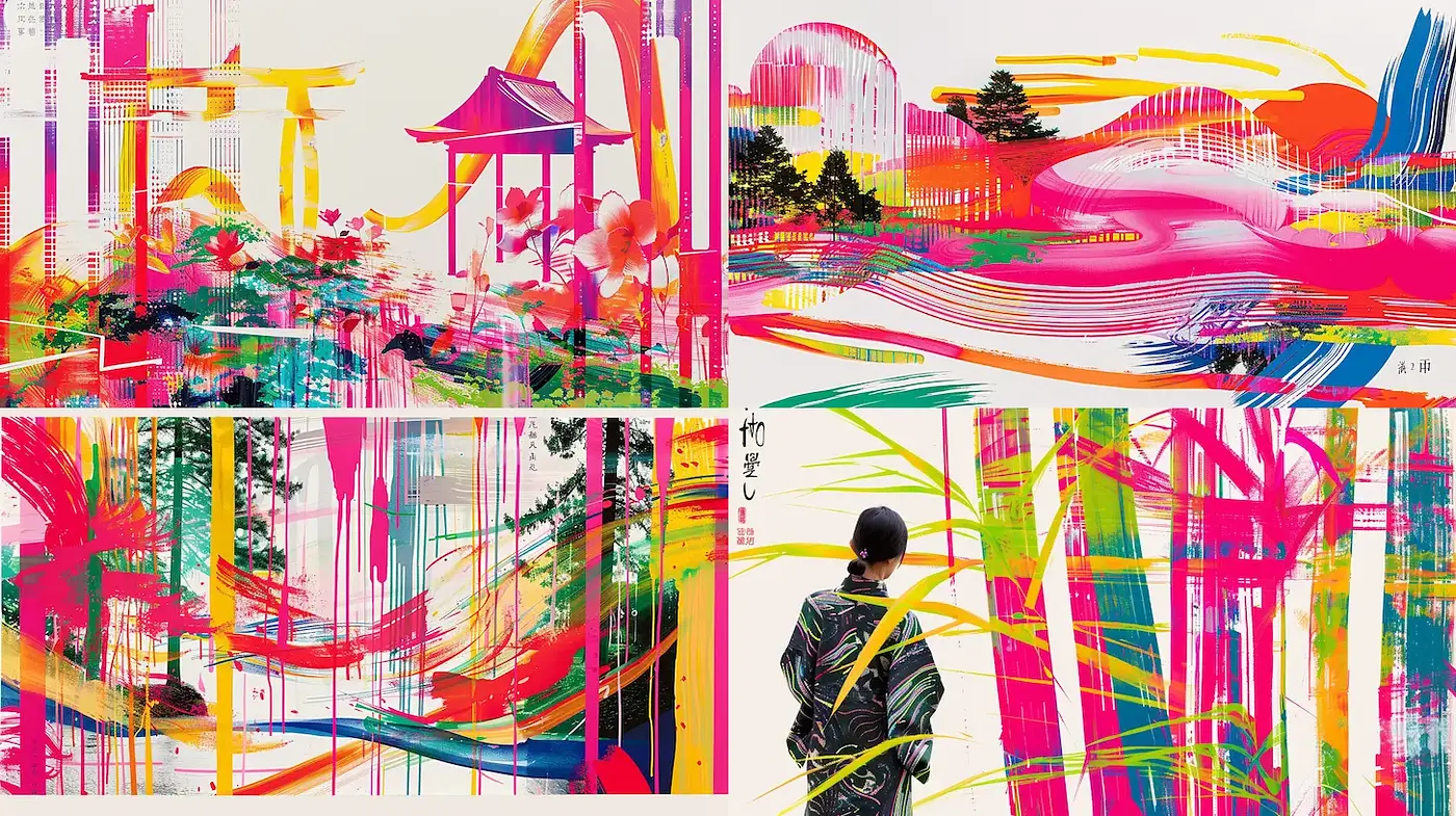 Vibrant Abstract Landscapes with a Modern Twist - Midjourney sref style