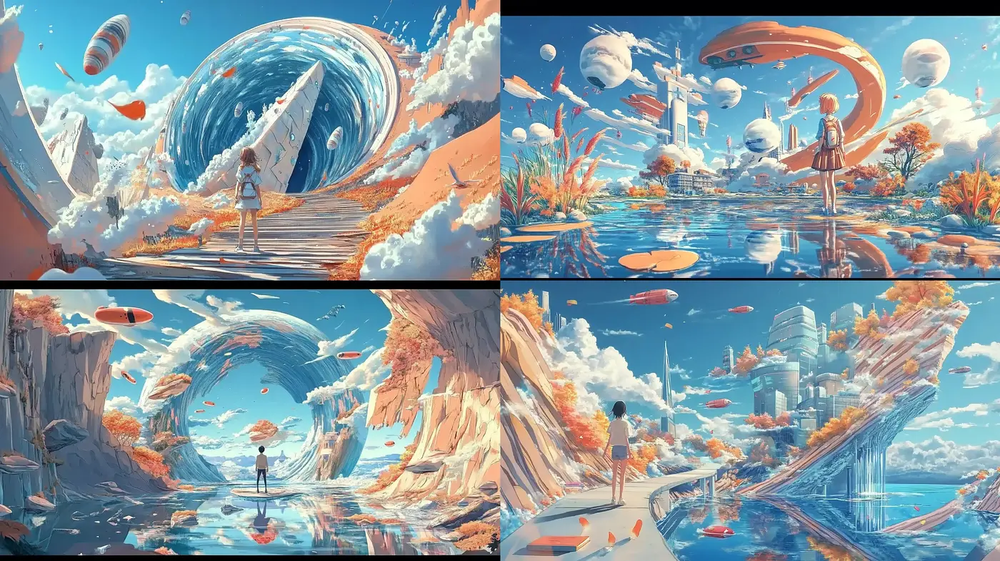 Otherworldly Celestial Dreamscape in a Surrealist Sci-Fi Blend - Midjourney sref style