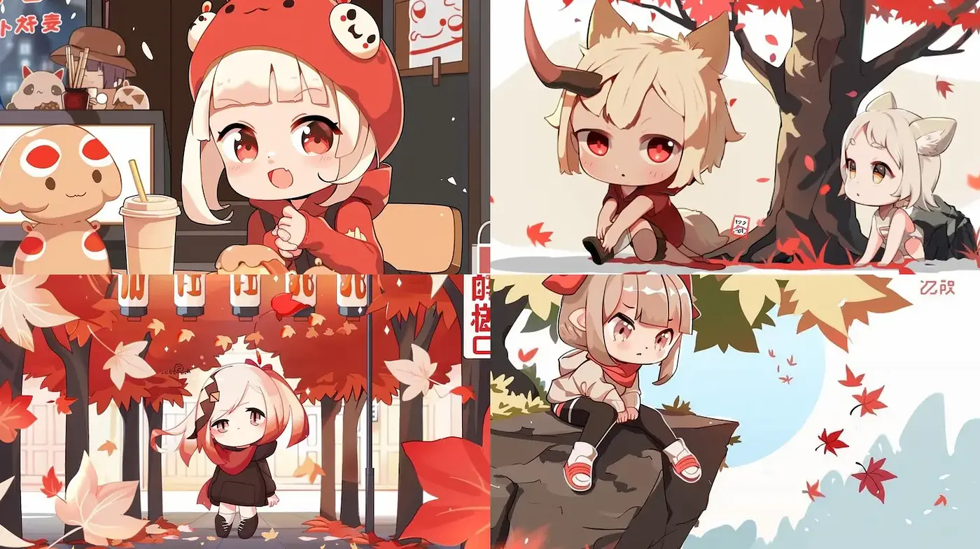 Charming Autumnal Aesthetic with Cute Character Designs and Playful Vibes - Midjourney sref style