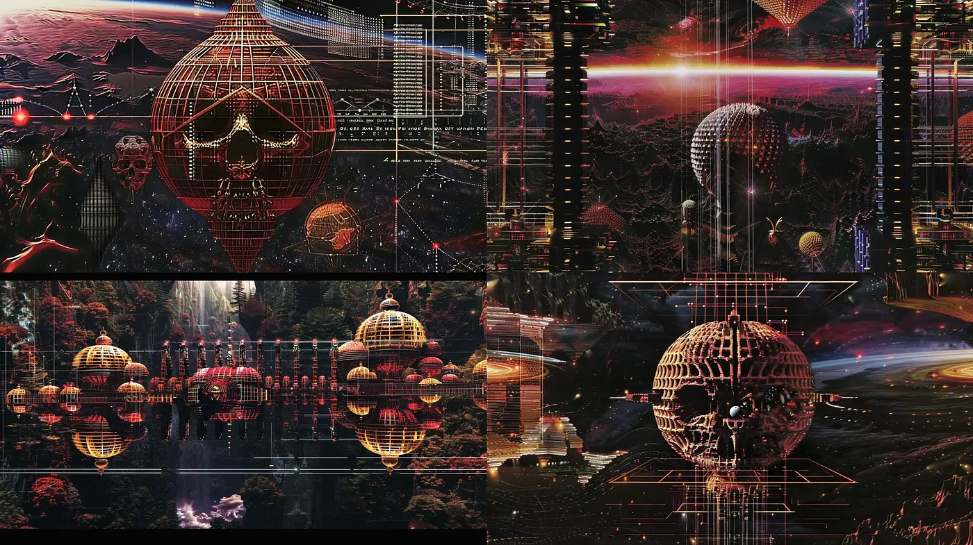 Cybernetic Dreamscape: A Fusion of Digital Surrealism and Sci-Fi Noir - Midjourney sref style