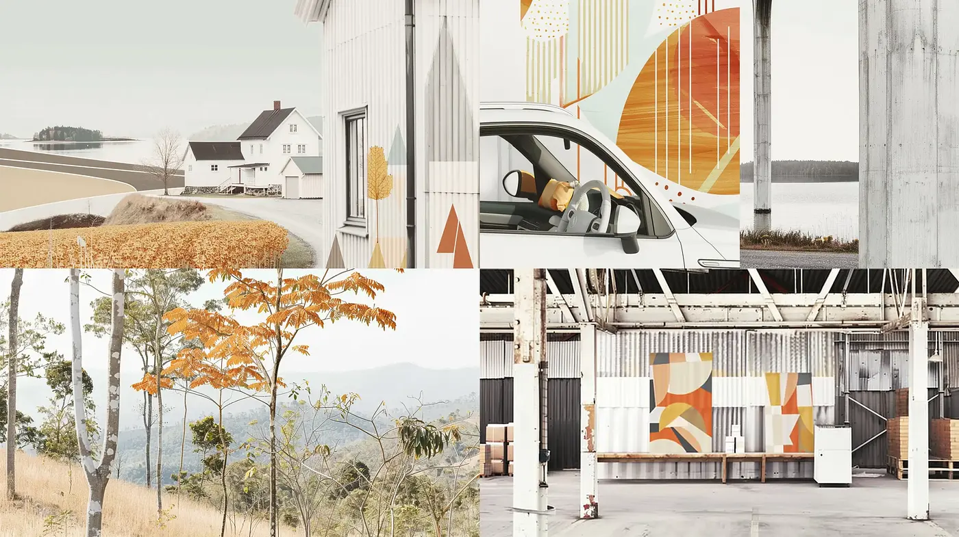 Consistent Aesthetic Harmony of Modernist Simplicity and Geometric Abstraction - Midjourney sref style