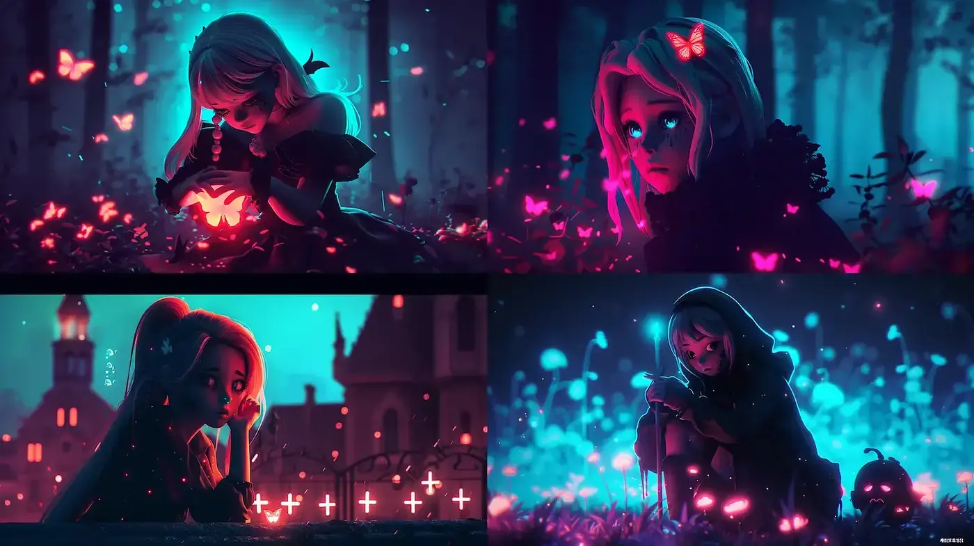 Ethereal and Enchanting Digital Aesthetic with a Dark Fantasy Flair - Midjourney sref style