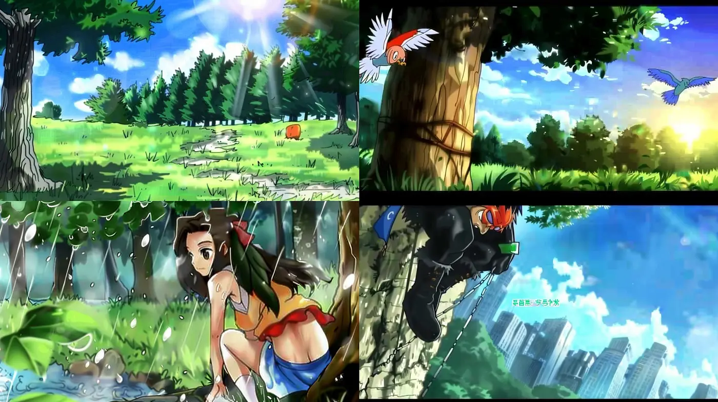 Luminous Anime Dreamscape: A Fusion of Vibrant Nature and Dynamic Adventure - Midjourney sref style