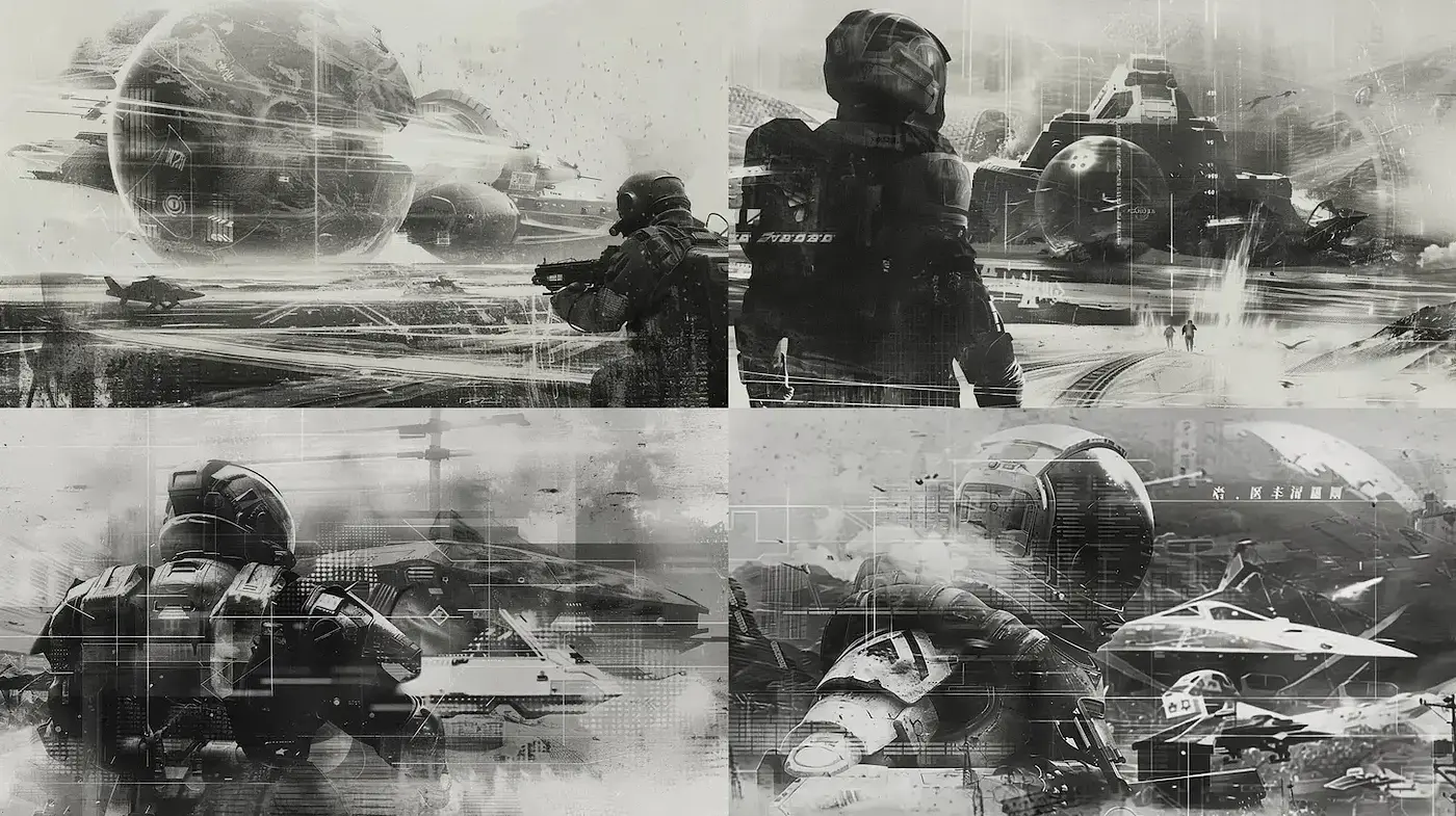 Futuristic Sci-Fi Aesthetic with a Gritty Noir Influence - Midjourney sref style