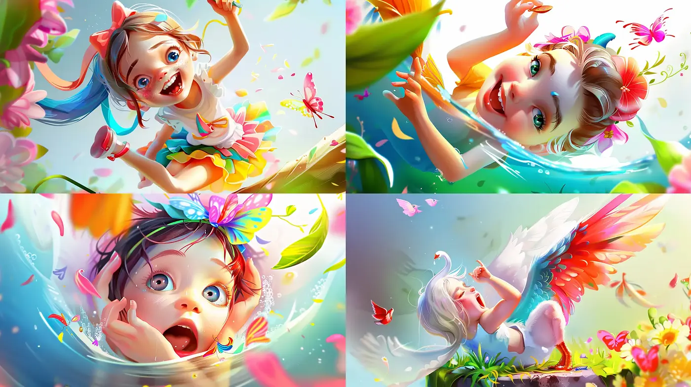 Enchanting Whimsy: A Blend of Vibrant Fantasy and Childlike Wonder - Midjourney sref style