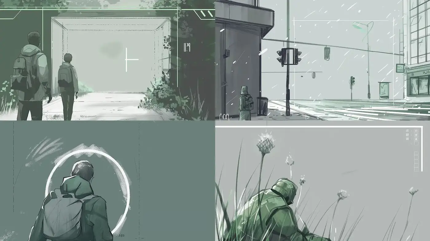 Contemporary Urban Sketches with a Subtle Cinematic Touch - Midjourney sref style
