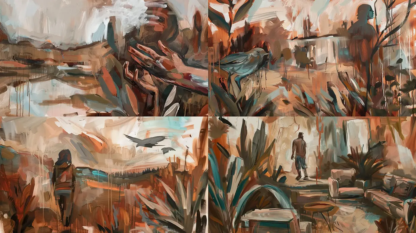 Swirling Hues of Twilight: Abstracted Visions in Warm Tones - Midjourney sref style