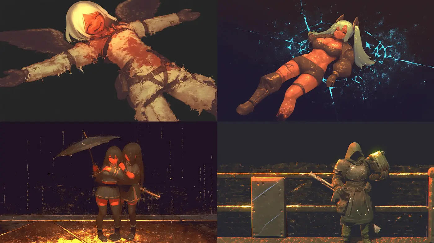 Dystopian Elegy: A Fusion of Cybernetic Desolation and Painterly Textures - Midjourney sref style