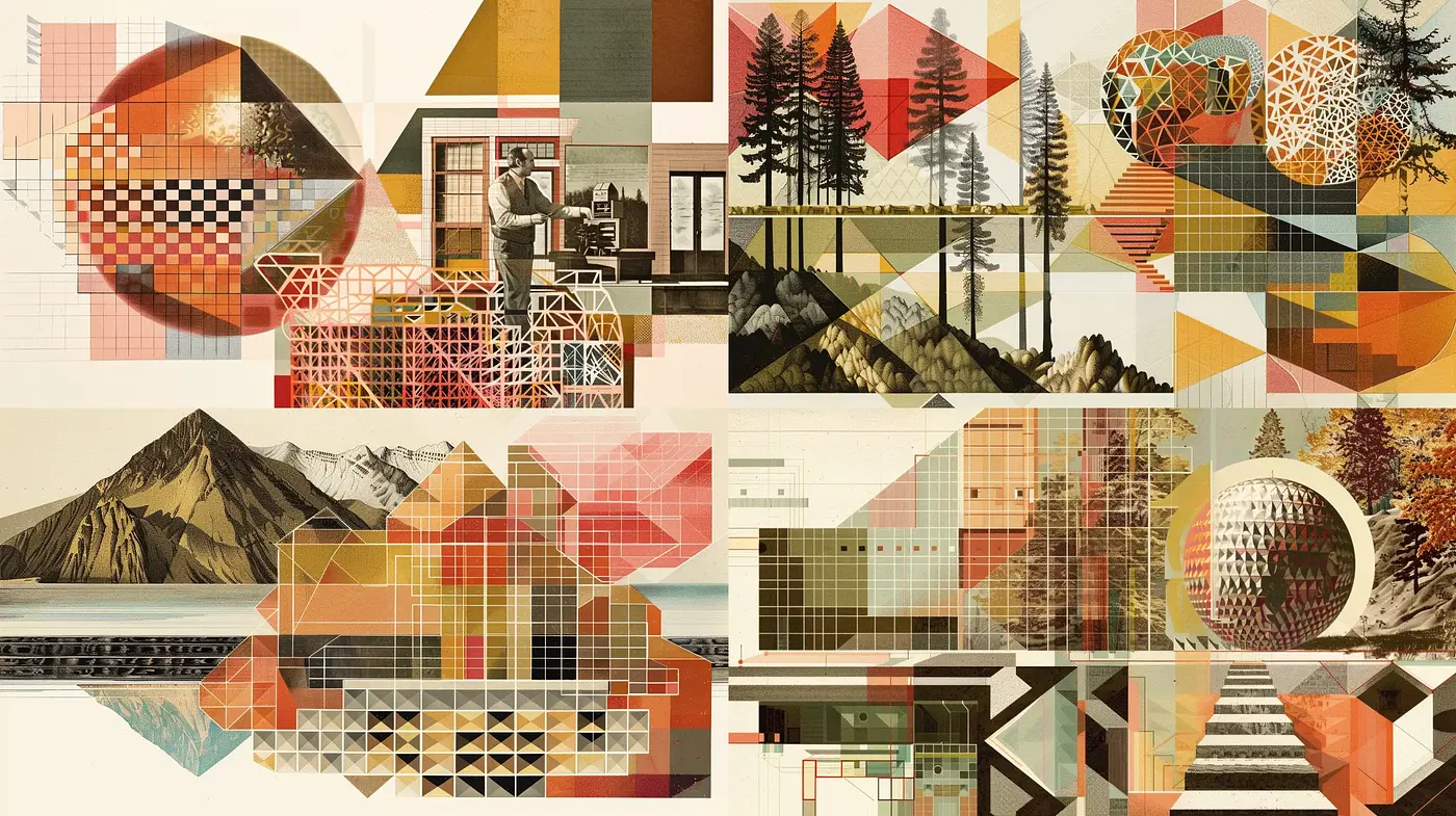 Geometric Fusion of Natural and Architectural Elements - Midjourney sref style