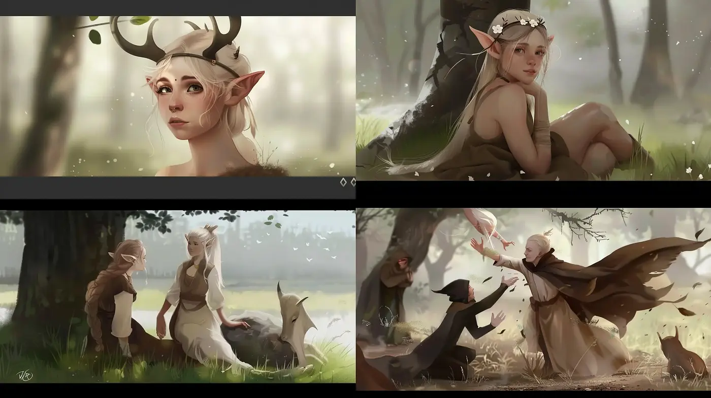 Enchanted Forest Whimsy: A Fusion of Mythical Elegance and Nature - Midjourney sref style