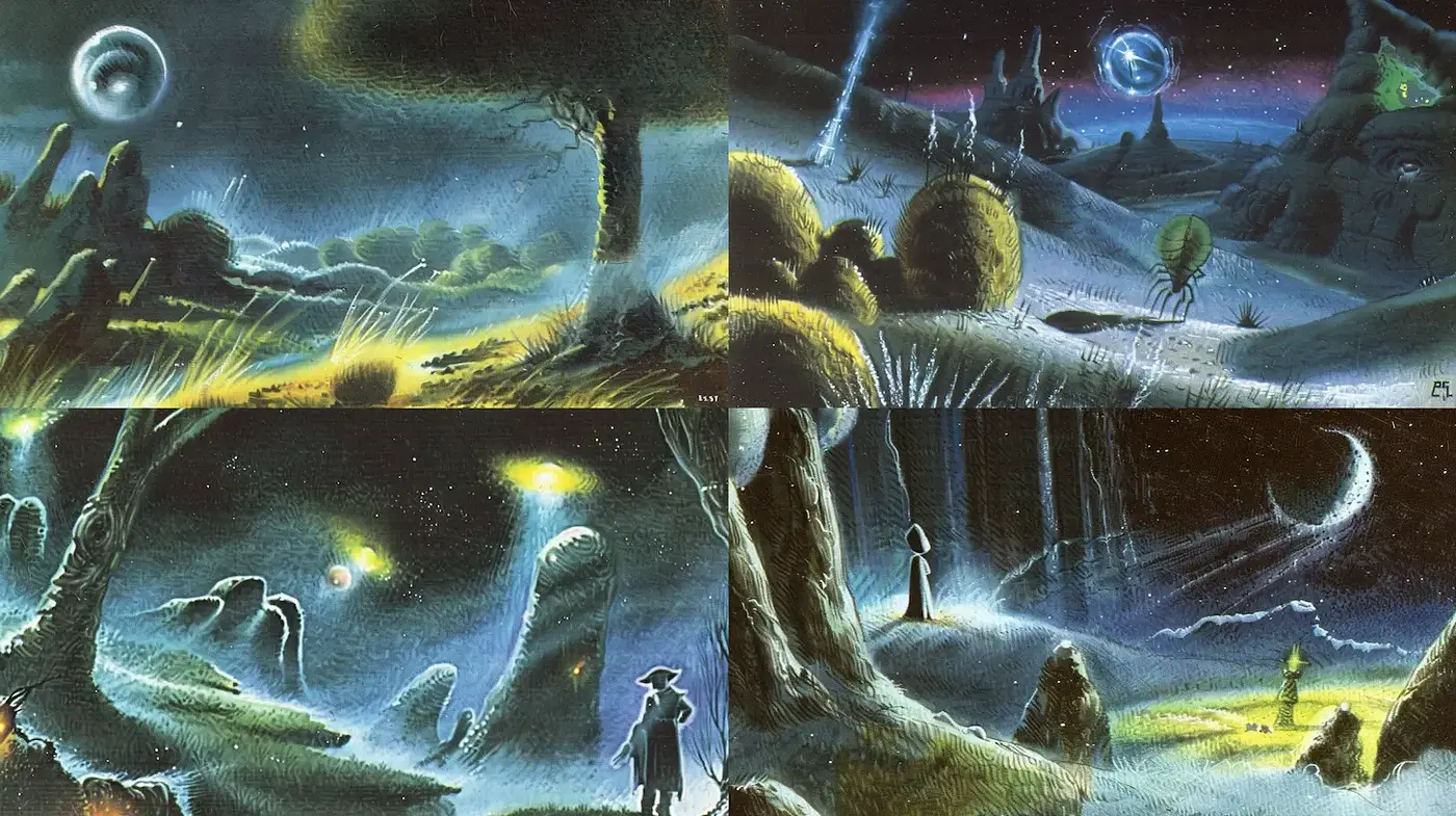 Otherworldly landscapes and ethereal moods reflecting surrealistic artistry - Midjourney sref style