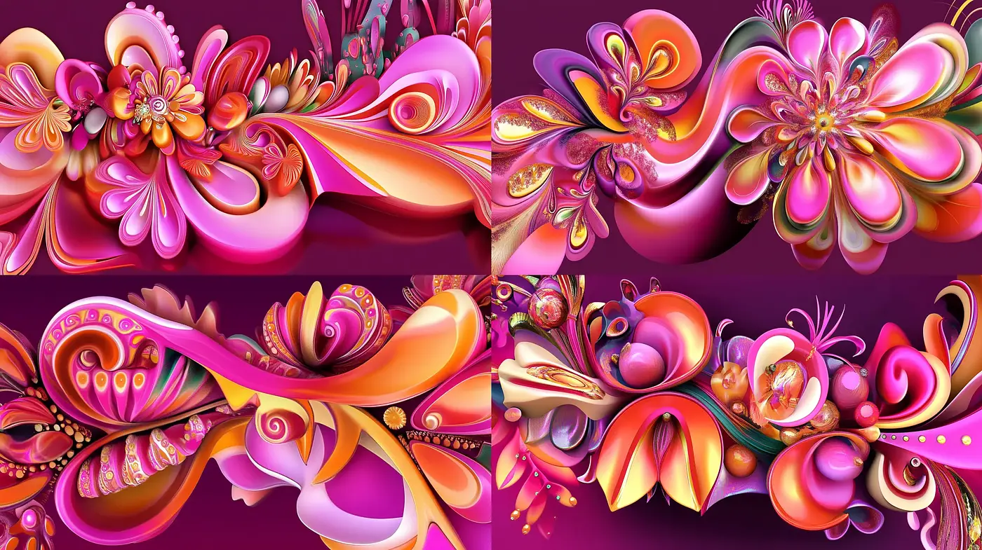 Vibrant Fantasia of Fluid Forms and Luminous Tones - Midjourney sref style