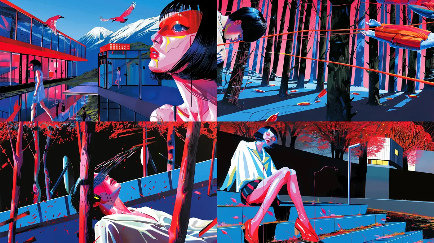 Cyber-Noir Synthwave Panorama - Midjourney sref style