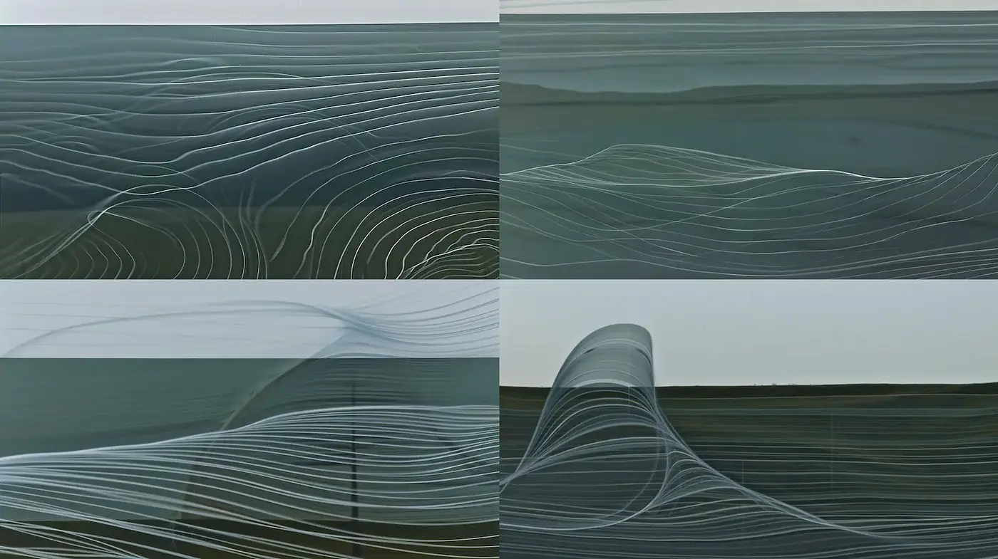 Flowing Instrumentation of Lines and Tones in a Subtle Abstract Landscape - Midjourney sref style