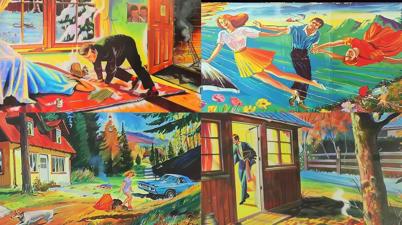 Vibrant Nostalgic Narratives in Dynamic Expressionist Brushwork - Midjourney sref style