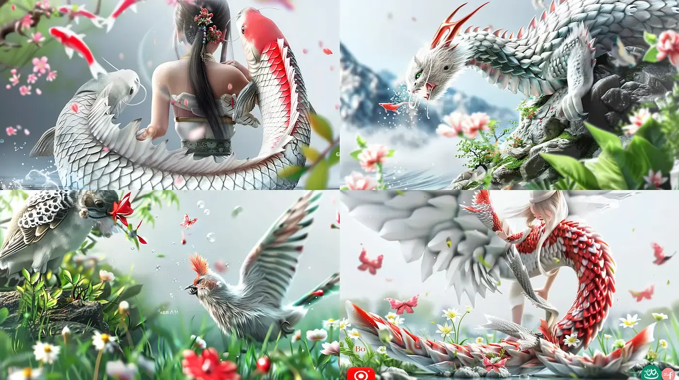 Mystical and Whimsical Fantasy Landscapes with Ethereal Creatures - Midjourney sref style