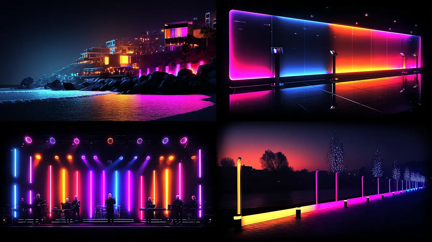 Vibrant, Futuristic Urban Nightscapes with Neon Glow - Midjourney sref style