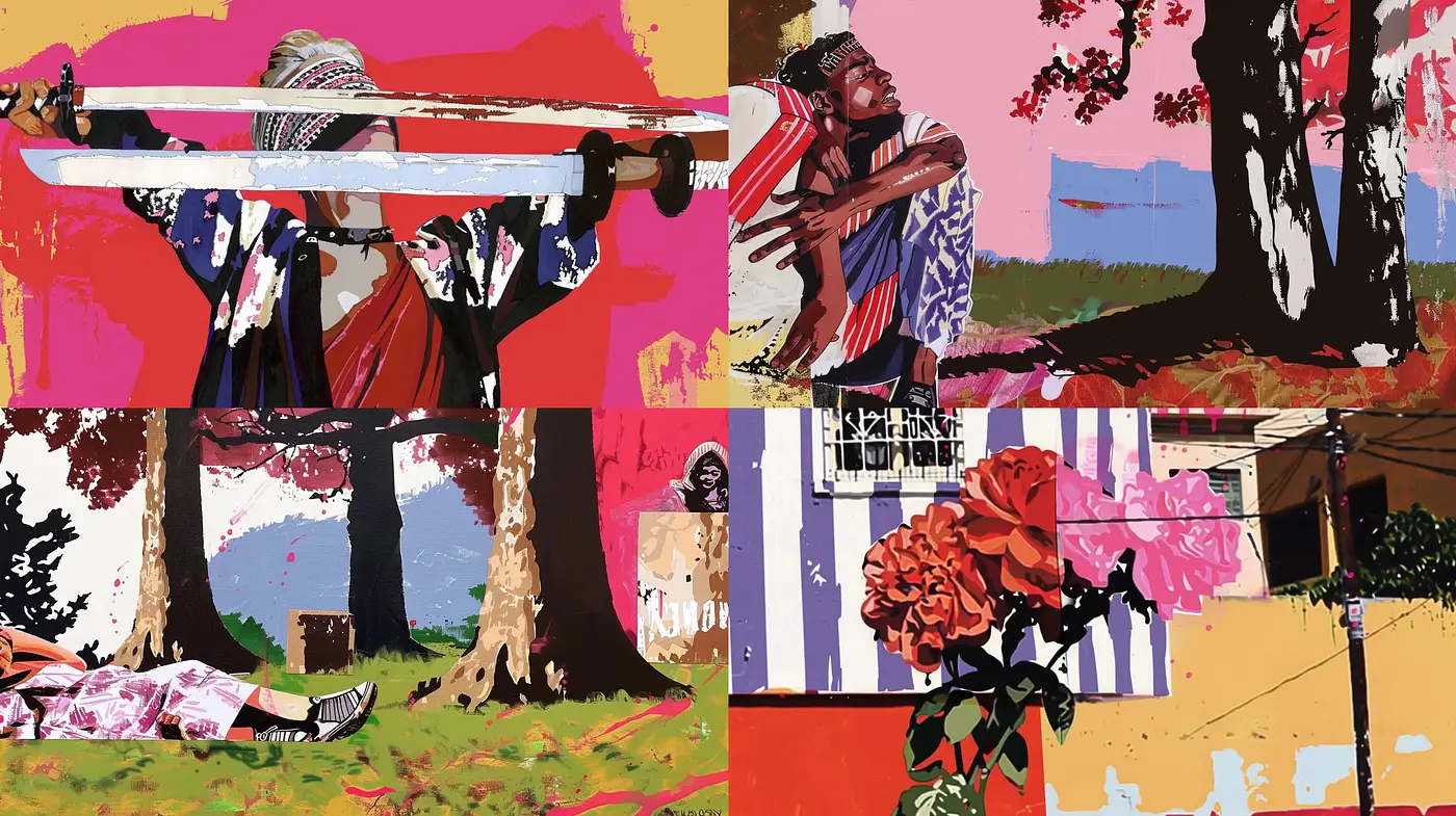Vibrant Expressive Collage with Abstract Pop - Midjourney sref style