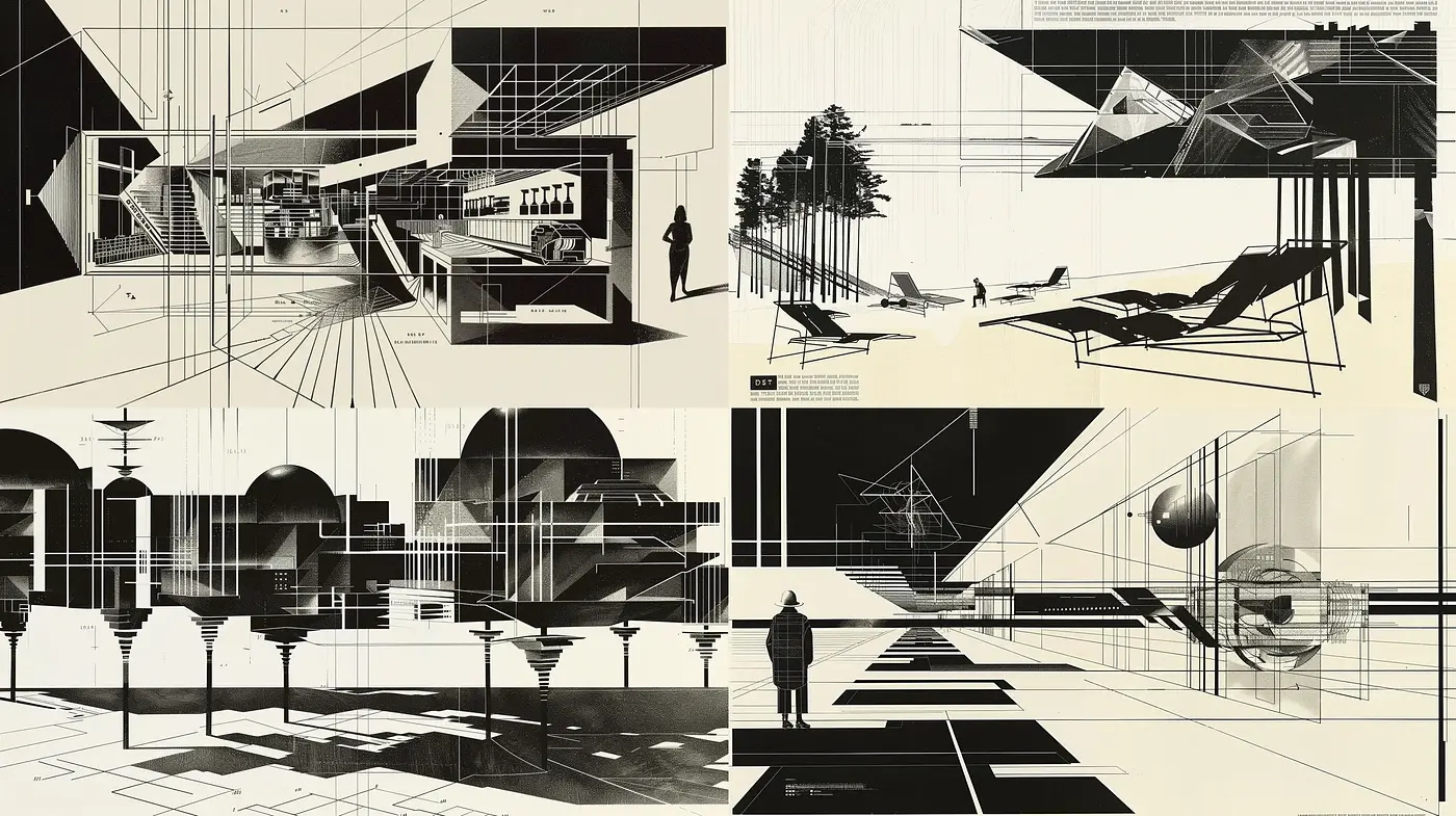 Monochromatic Futurism with Geometric Intricacy - Midjourney sref style