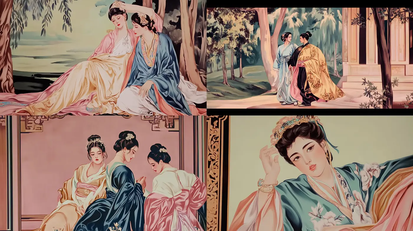 Elegant Serenity of Stylized Traditional Asian Scenes - Midjourney sref style